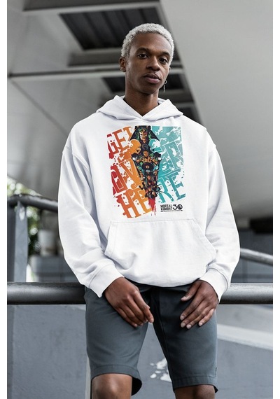 Sevbano Mortal Kombat Baskılı Unisex Oversize Anime Hoodie Beyaz