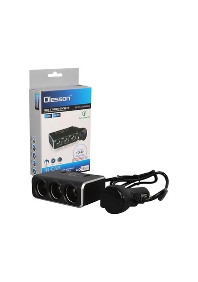 Sh Olesson 1639 12-24v 3lü Çift Usbli 120w 80cm Kablolu Dijital Ekranlı Araç Çakmak Çoklayıcı Najmaddin