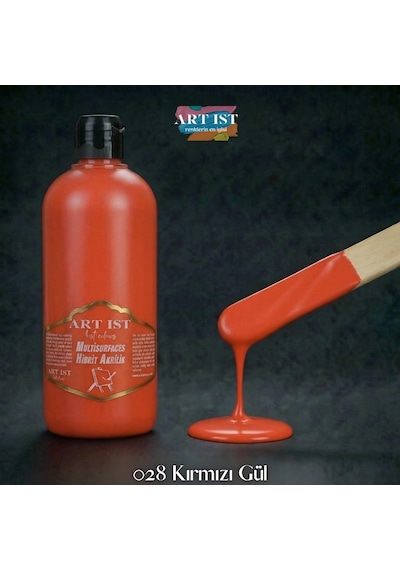 Multisurfaces Hibrit Akrilik Boyalar - 028 Kırmızı Gül Ahşap, Taş Tozu, Hobi, Dıy