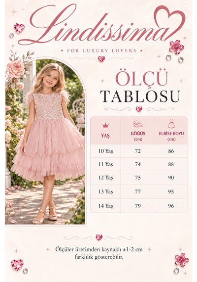 Lindissima Kız Çocuk Payetli, Omuz Tüy Detaylı, Kat Kat Tüllü, Fiyonklu, Taç Aksesuarlı Abiye Elbise 10-14 Yaş Pembe Lindissima Kız Çocuk Payetli, Omuz Tüy Detaylı, Kat Kat Tüllü, Fiyonklu, Taç Aksesuarlı Abiye Elbise 10-14 Yaş Pembe
