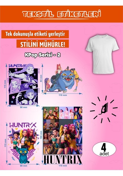Ütü İle Yapışan Kıyafet Etiketi Kpop Serisi-2 4lü Set Karışık