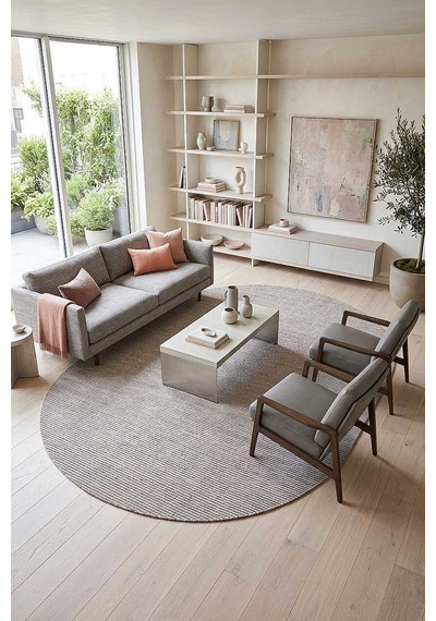 Bohem Şönil Pamuklu Jaipur Örgülü Kilim Dokuma Oval Halı Jp03 Kahve