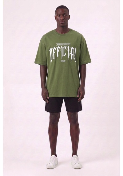 Blow Up World Wide Haki Oversize Erkek T-shirt 11239 SİYAH