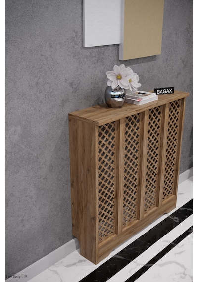 Dekoratif Petek Dolabı Kalorifer Peteği Kapatma Ünitesi Modern Tasarım İç Ölçü 76 Cm Dış Ölçü 80 Cm Petek 76 Çam D3
