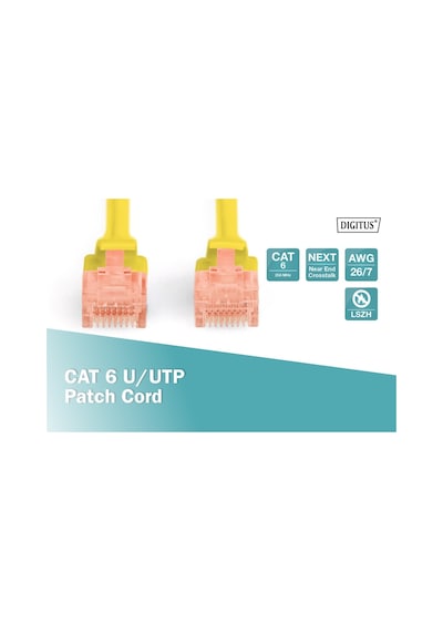 Cat 6 U-utp Bağlantı Kablosu, Bakır, Lszh Awg 26/7, Uzunluk 10 Metre Sarı Renk