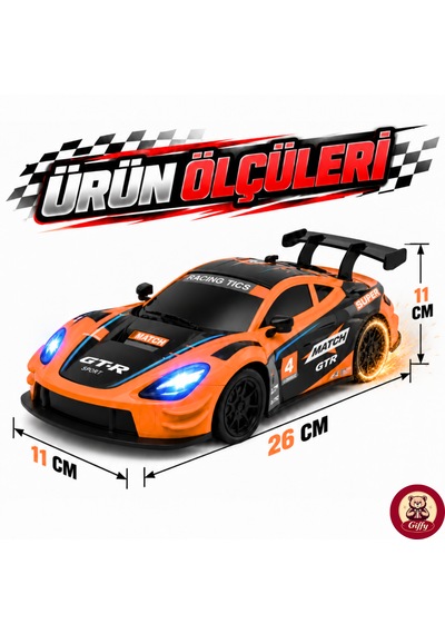 Uzaktan Kumandalı 2 Teker Kıvılcım Efektli Drift Yarış Arabası Şarjlı Led Işıklı Sesli Rc Spor Araba Sert Malzemeden Üretilmiştir Gerçekçi Tasarım Turuncu