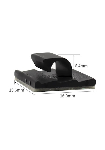 Wcl0505 Kablo Sabitleme Kelepçesi Klipsi Yapışkanlı Duvar Kablo Tutucu 16 x 15.5 x 6.4 MM Siyah 100 Adet