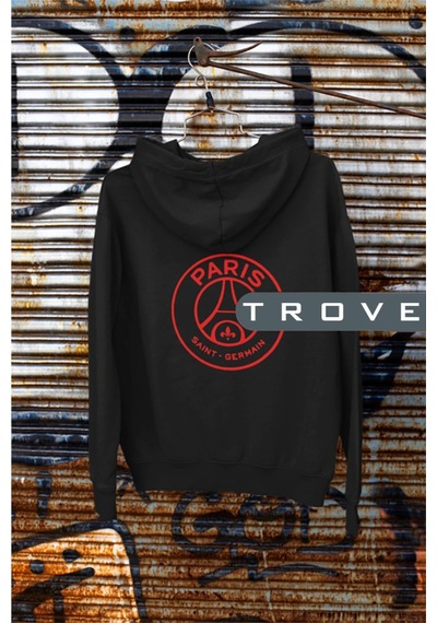 Startmore Unısex Kadın Erkek Saint Germaın Ön Arka Baskılı Kapüşonlu %100 Pamuk Sweatshirt Beyaz Siyah