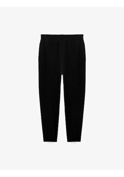 Koton Krep Scuba Kumaş Beli Lastikli Cepli Jogger Eşofman Altı Siyah 7wak30026ek