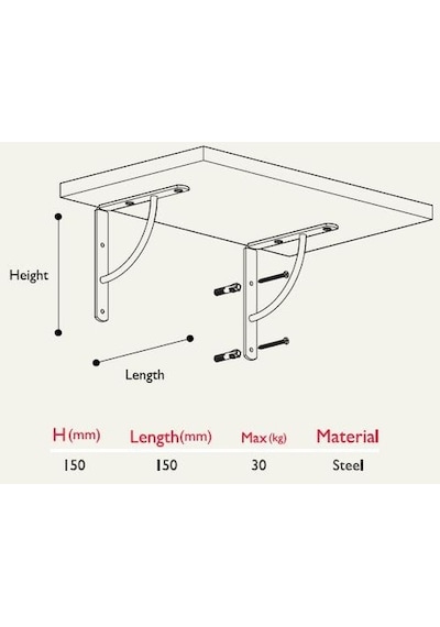 Raf Altı Metal 15 15cm 2 Adet 001