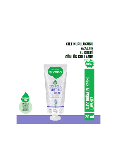 Siveno %100 Doğal El ve Vücut Kremi Lavanta Cilt Yatıştırıcı Onarıcı Yoğun Nemlendirici Vegan 30 ML
