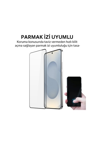 Sam S26 - Samsung Uyumlu Antistatik Cam Tam Kaplayan Ekran Koruyucu Parmak İzi
