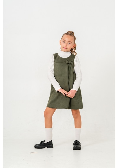 Smile Kids Fiyonklu Badili 2'li Kız Elbise Haki