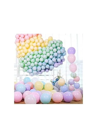 Makaron Balon Seti 100 Adet Karışık Renk Soft Pastel Balon + 5 Mt.balon Zinciri 2 Yaş Mavi