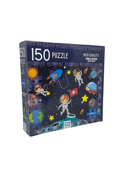 150 Parça Canlı Desenli 34x24cm Çocuk Puzzle Yapboz Serisi Uzay