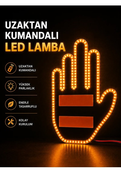 Led Işık El İşareti Araç Camı İçin Uzaktan Kumandalı Turuncu