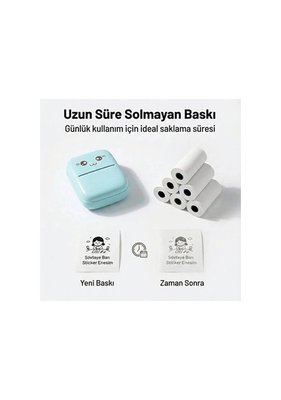 Kendinden Yapışkanlı Çocuk Kamera Baskı Kağıdı, 5'li Rulo 57x25mm Baskı Termal Kağıt Rulo