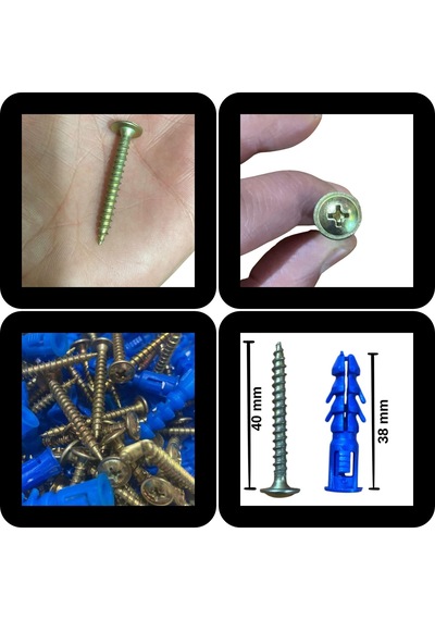 Kalibreli Dübel Ve Vida Seti 100 Adet Pul Başlı, 8mm Dübel 8 MM