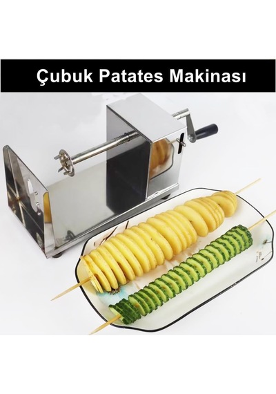 Çubukta Patates Makinası Şekil Verme Makinası Paslanmaz Çelik Siyah