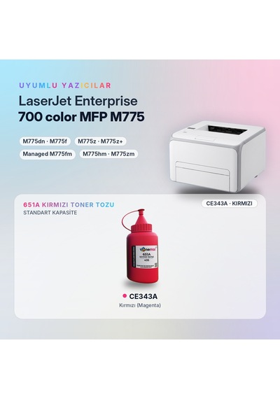 Hp 651a Ce343a Toner Tozu Kırmızı 435gr / Laserjet Enterprise 700 Color Mfp M775