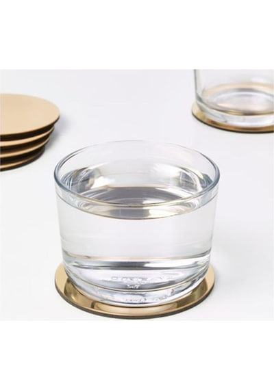 Gold Pleksi Bardak Altlığı 6 lı Set Pirinç Renk Bardak Altı Altın