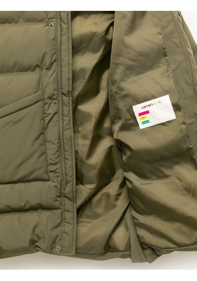Koton Peluş Detaylı Uzun Kollu Fermuarlı Cepli Uzun Kapşonlu Şişme Mont Haki 6wkb00012tw Haki