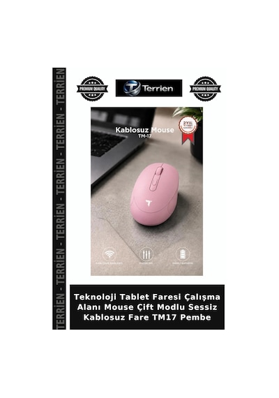 Teknoloji Tablet Faresi Çalışma Alanı Mouse Çift Modlu Sessiz Kablosuz Fare Tm17 Pembe
