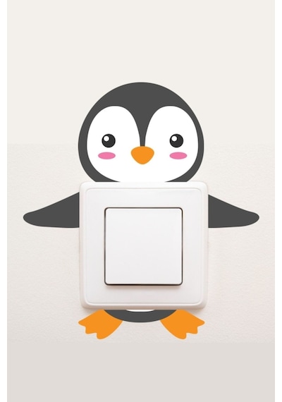 Sevimli Penguen Çocuk Odası Dekoratif Priz Sticker