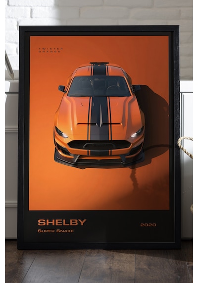 Ford Shelby Super Snake Araba Siyah Ahşap Çerçeveli Poster, Dekoratif Duvar Tablosu