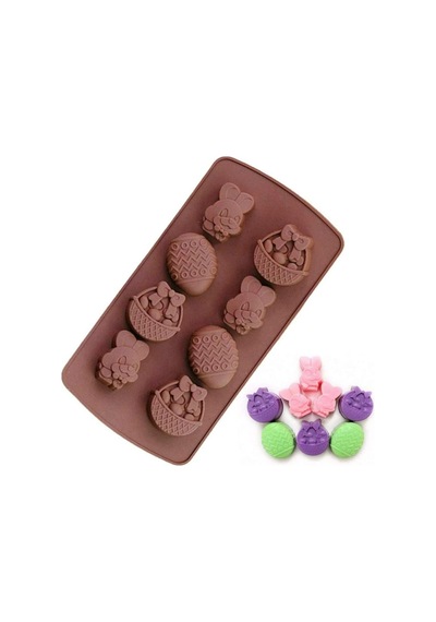 Yumurta Tavşan Paskalya Çikolata Kalıbı 8li Sabun Kokulu Taş Kalıbı Silikon Kalıp Epoksi Buz Kalıbı Goldcakes
