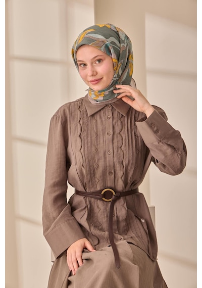 Silk Home Olinda İpek Eşarp 47003-30 Vizon, Petrol Yeşili, Sarı, Yanık Sarı, Lila