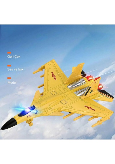 J-15 Savaş Uçağı Oyuncak Işıklı Çek Bırak Maket Jet 23 Cm - Piller Dahil