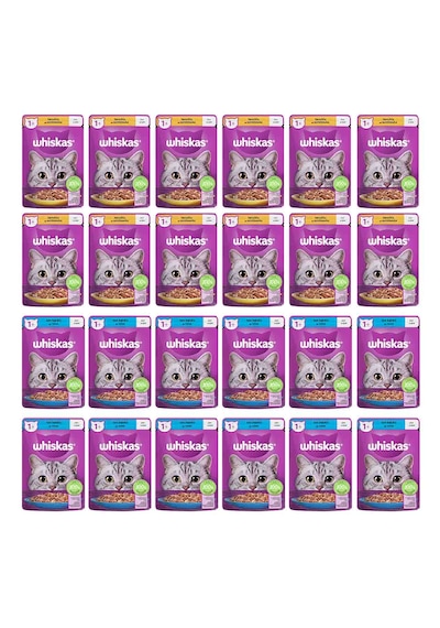 Whiskas Jöleli Tavuklu + Ton Balıklı Yetişkin Kedi Yaş Mama 24 x 85 G