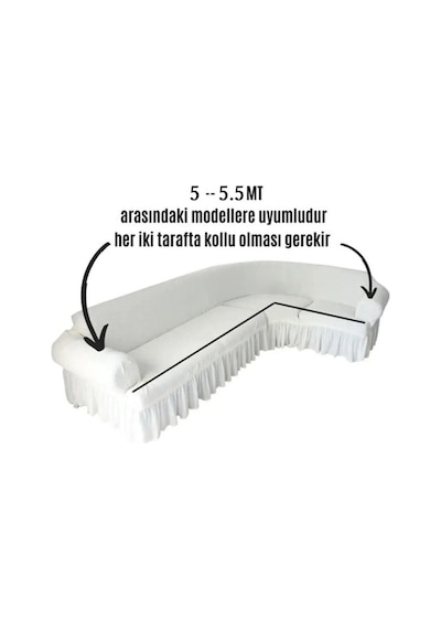 Upmall Bürümcük 7 Kişilik Köşe Koltuk, Kanepe Örtüsü, Koltuk Kılıfı, Lastikli, Etekli, L Köşe 550 Cm Mor Mor
