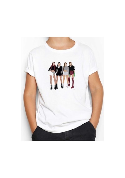 Zepplin Giyim Blackpink Digital Beyaz Çocuk Tişört Beyaz