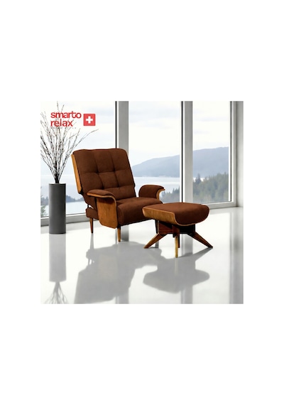 Smarto Genova Sabit Ergonomik Ekru Polyester Kumaş Tv Koltuğu Berjer Baba Koltuğu Açık Kahverengi