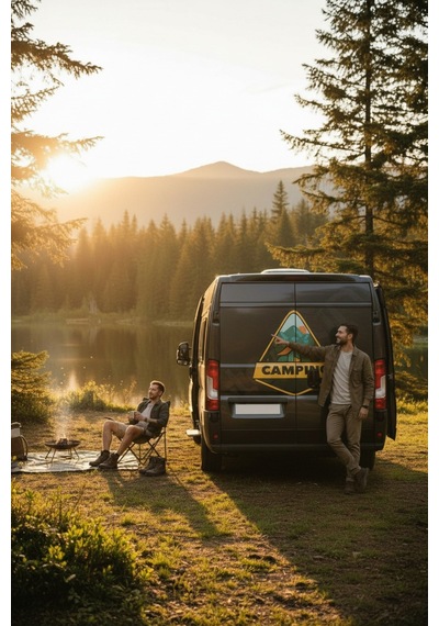 Karavan Kamp Baskı Sticker - Kam Çadırı Sticker - 112x115 Cm
