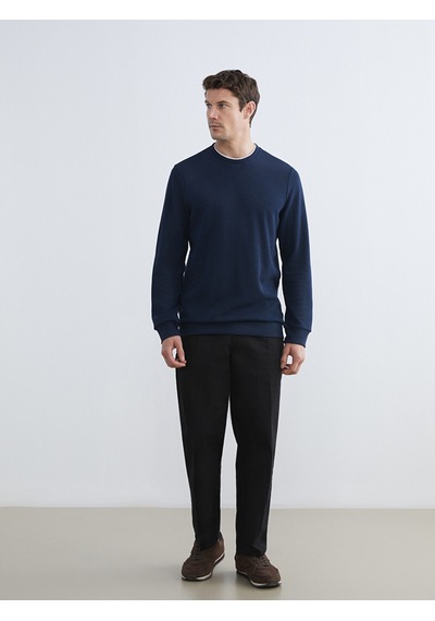 Lcwaıkıkı Classic Lacivert Bisiklet Yaka Erkek Sweatshirt