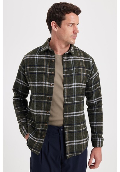 Tudors Erkek Slim Fit Dar Kesim Kareli Kışlık Oduncu Gömlek-42324 Haki Tudors Erkek Slim Fit Dar Kesim Kareli Kışlık Oduncu Gömlek-42324 Haki