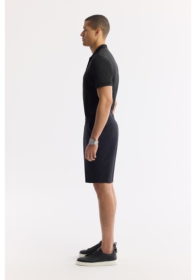 Avva Erkek Siyah Beli Lastikli Bi-stretch Teknik Kumaş Relaxed Fit Şort A51y3712