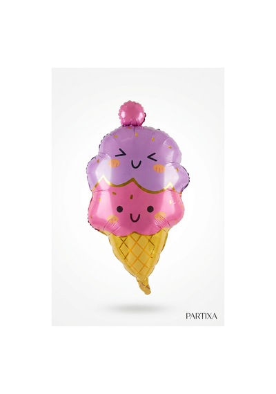Külah Dondurma Figürlü Pembe Folyo Balon Kız Çocuk Doğum Günü Ice Cream Konsept Parti Süsleme Çok Renkli