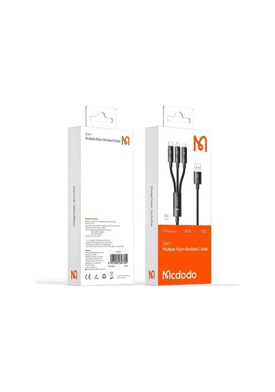 Mcdodo Ca-5790 3in1 Typec Apple iPhone Uyumlu Micro Şarj Data Kablo 1,2m