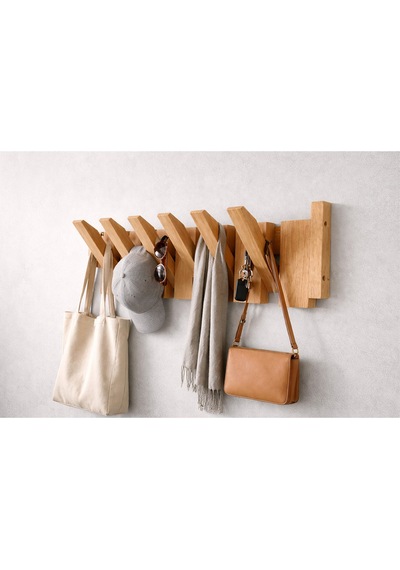 Katlanabilir Ahşap Duvar Askılığı 40x14 Cm Bej