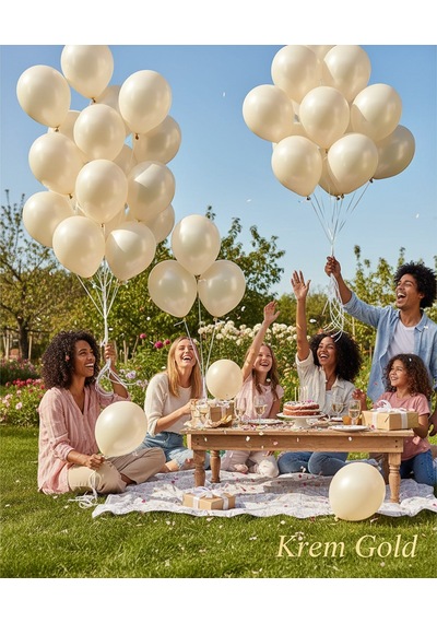 Krem Gold Parıltılı Metalik Balonlar Parti & Kutlama Paketi