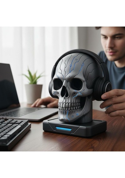 Happy3dworld Kafatası Kulaklık Standı, 3d Baskı Gotik Gaming Masaüstü Dekor