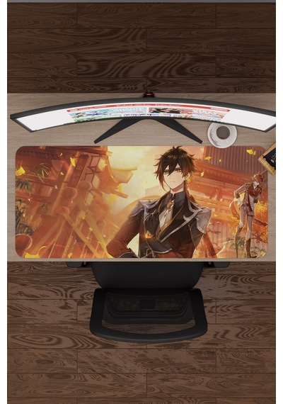 Zhongli Genshin Impact Anime Gacha V4 - 90x40 Xxl Gaming Mouse Pad Fare Altlığı