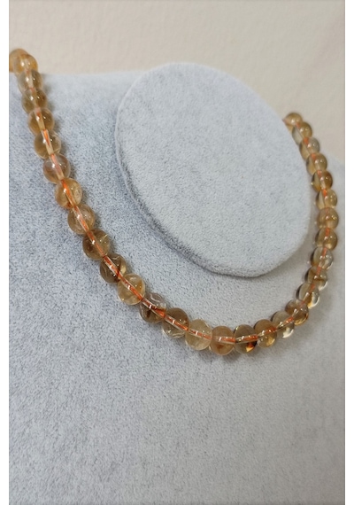 Badeaccessories 8 Mm Sitrin Doğal Taş Kolye Gümüş