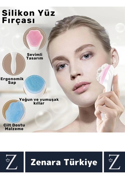 Premium Ergonomik Saplı Sevimli Tasarım Cilt Bakım Yüz Makyaj Temizleme Masaj Etkili Peeling Fırçası