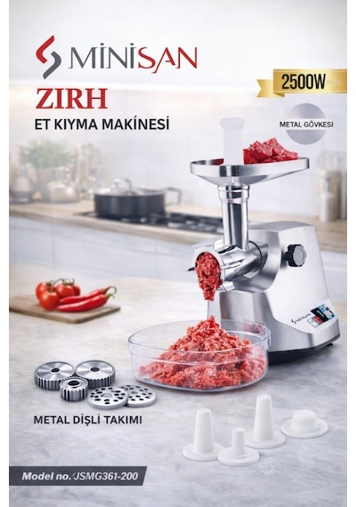 Minisan JSMG361-200 2500 W Zırh Et Kıyma Makinesı