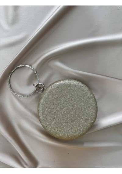 Öznora Gold Simli Yuvarlak Abiye Clutch Çanta Std